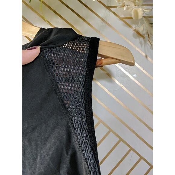 FABLETICS Women's Alana Mini Dress Black Mesh V-Neck Tie Waist Size Small - Picture 5 of 8